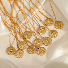 Celestial Zodiac Coin Necklace