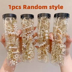 48 Styles of Half-Tied Hair Alloy Small Clips, 1 Piece with Random Style, Suitable for Daily Use, Elegant and Simple Head Access