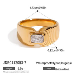 Asymmetric Gold Line Ring
