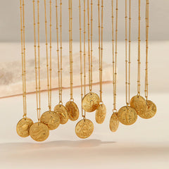 Celestial Zodiac Coin Necklace
