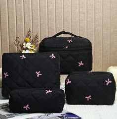 Noir Bow Quilted Vanity Bag