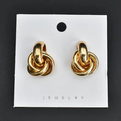 Fashion Stainless Steel Chunky Knot Earrings for Women Vintage Simple Multi-layer Circle Round Drop Earrings Punk Jewelry Gifts