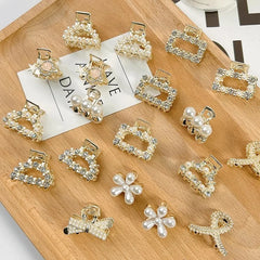 Pearl Rhinestone Mini Claw Set