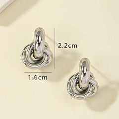 Fashion Stainless Steel Chunky Knot Earrings for Women Vintage Simple Multi-layer Circle Round Drop Earrings Punk Jewelry Gifts