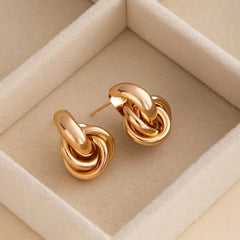Fashion Stainless Steel Chunky Knot Earrings for Women Vintage Simple Multi-layer Circle Round Drop Earrings Punk Jewelry Gifts
