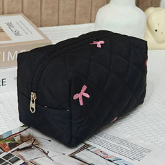 Noir Bow Quilted Vanity Bag