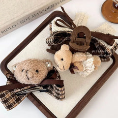 Teddy Bow Checkered Clip