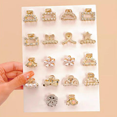 Pearl Rhinestone Mini Claw Set