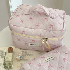 Pink Bow Quilted Vanity Set