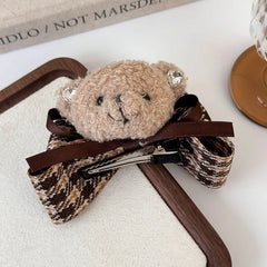 Teddy Bow Checkered Clip