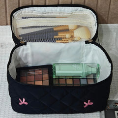 Noir Bow Quilted Vanity Bag