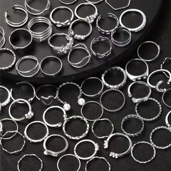 10/20/30/50/100Pieces Fashion Hollow-Out Rings Set For Women Mix Style Trendy Flowers Heart Butterfly Daily Jewelry Party Gifts