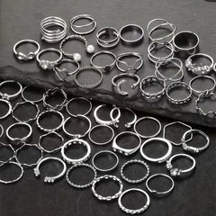 10/20/30/50/100Pieces Fashion Hollow-Out Rings Set For Women Mix Style Trendy Flowers Heart Butterfly Daily Jewelry Party Gifts