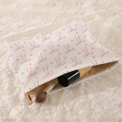 Blush Bow Corduroy Vanity Pouch