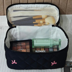 Noir Bow Quilted Vanity Bag