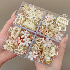 48 Styles of Half-Tied Hair Alloy Small Clips, 1 Piece with Random Style, Suitable for Daily Use, Elegant and Simple Head Access