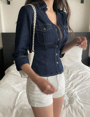 DAZY Washed Denim Blouse
