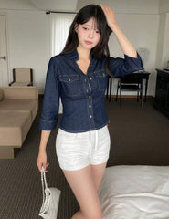 DAZY Washed Denim Blouse