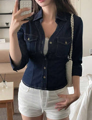 DAZY Washed Denim Blouse