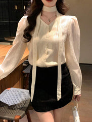 DAZY French Ribbon Blouse