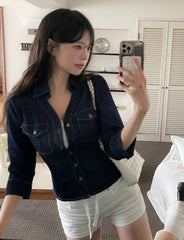 DAZY Washed Denim Blouse