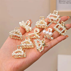 Pearl Rhinestone Mini Claw Set