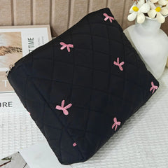 Noir Bow Quilted Vanity Bag