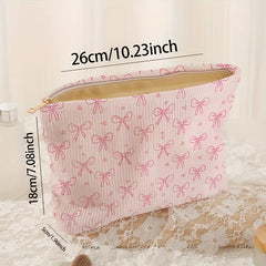Blush Bow Corduroy Vanity Pouch