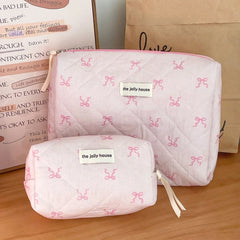 Pink Bow Quilted Vanity Set