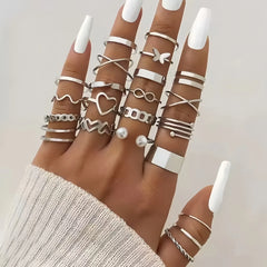 10/20/30/50/100Pieces Fashion Hollow-Out Rings Set For Women Mix Style Trendy Flowers Heart Butterfly Daily Jewelry Party Gifts
