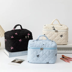 Noir Bow Quilted Vanity Bag