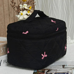 Noir Bow Quilted Vanity Bag