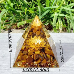 1PC White Lotus Flower Opal Orgone Pyramid Decorative Home Piece Life Flower Design Energy Pyramid for Interior Decoration