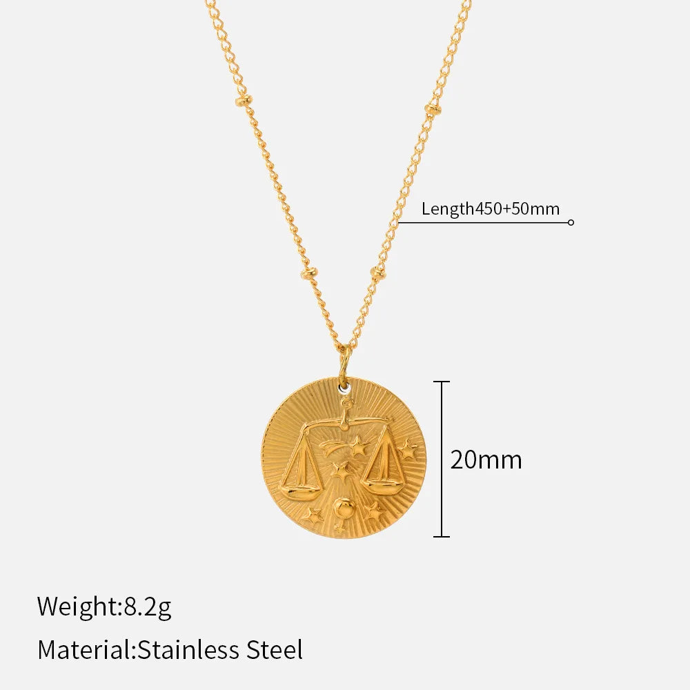 Celestial Zodiac Coin Necklace