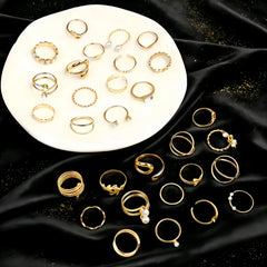 10/20/30/50/100Pieces Fashion Hollow-Out Rings Set For Women Mix Style Trendy Flowers Heart Butterfly Daily Jewelry Party Gifts