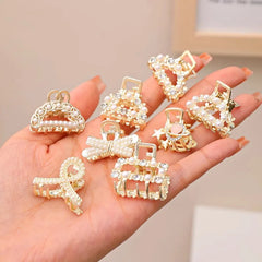 Pearl Rhinestone Mini Claw Set