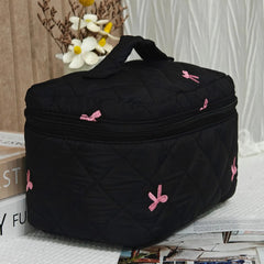 Noir Bow Quilted Vanity Bag