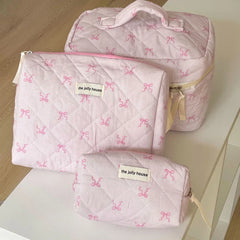 Pink Bow Quilted Vanity Set