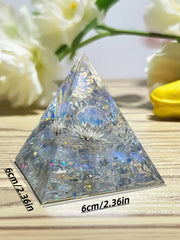 1PC White Lotus Flower Opal Orgone Pyramid Decorative Home Piece Life Flower Design Energy Pyramid for Interior Decoration