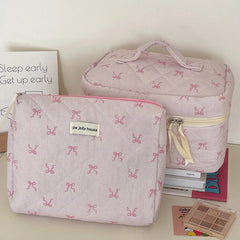 Pink Bow Quilted Vanity Set