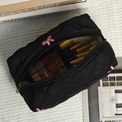 Noir Bow Quilted Vanity Bag