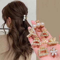 Pearl Rhinestone Mini Claw Set