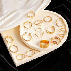 10/20/30/50/100Pieces Fashion Hollow-Out Rings Set For Women Mix Style Trendy Flowers Heart Butterfly Daily Jewelry Party Gifts