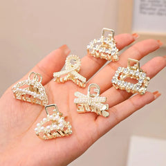 Pearl Rhinestone Mini Claw Set