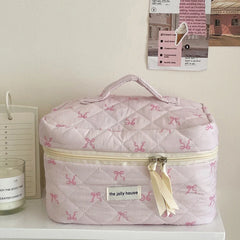 Pink Bow Quilted Vanity Set