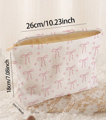 Blush Bow Corduroy Vanity Pouch
